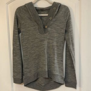 Icebreaker Heather Gray Hooded Button-Neck Pullover